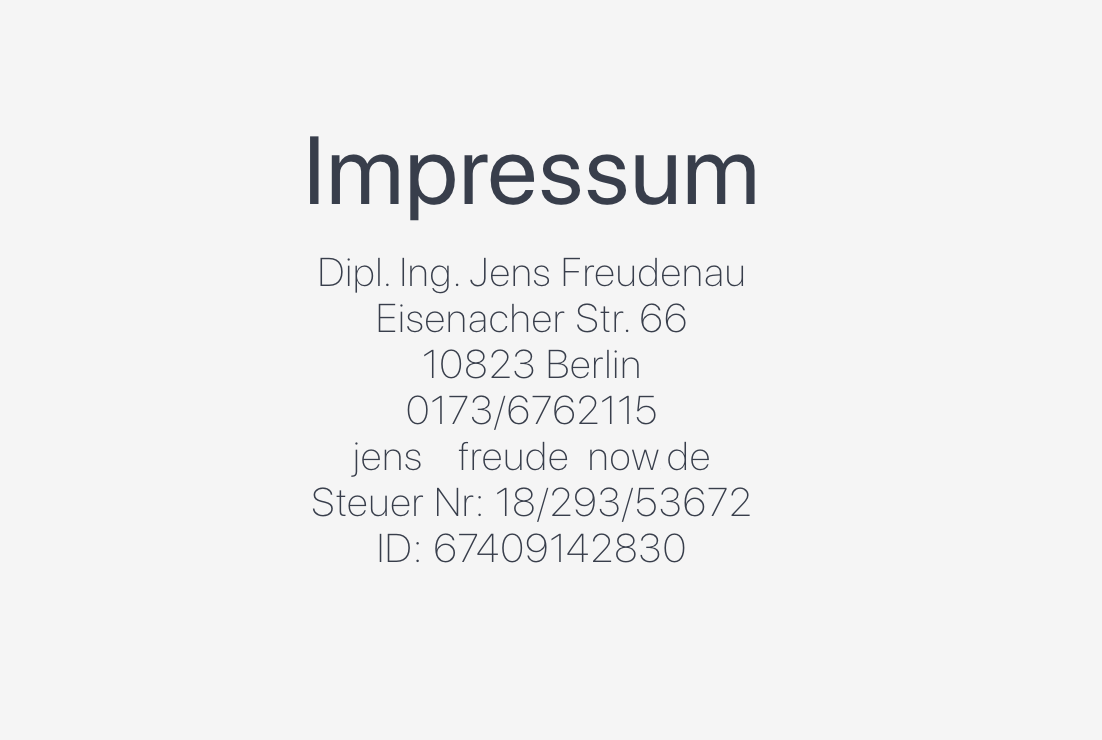 Impressum Jens Freudenau Berlin